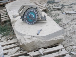 Cutting two stone steps out of 11' slab of rock